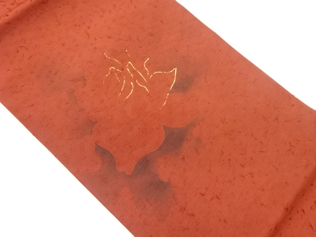 作家物　ひげ紬金彩花模様名古屋帯